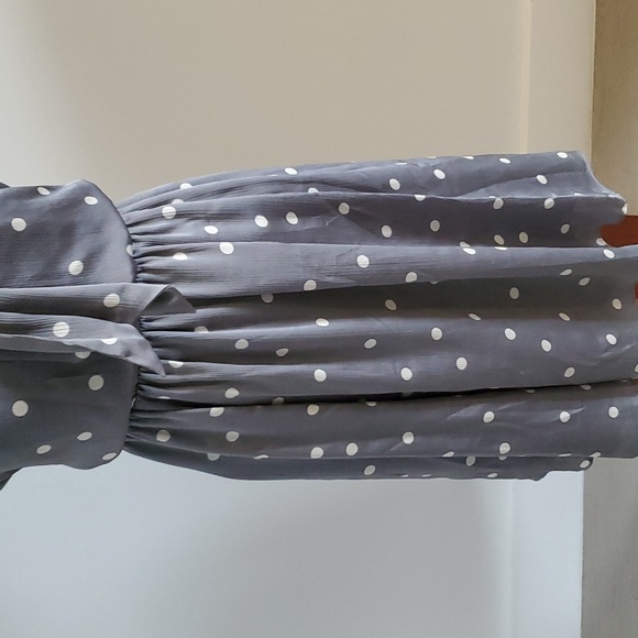 RYEGRASS grey with with polka dot silky satin feel dress size XL new without tag - Picture 4 of 9